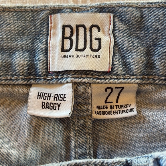 BDG urban outfitters light blue faded wash denim High Rise Baggy Jeans Sz 27 - Picture 7 of 11